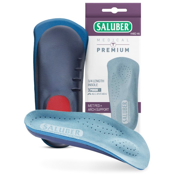 H482-46: PREMIUM 3/4 Length Orthotic Insoles with Arch Support and Metatarsal Pad, 3mm Thick Padding