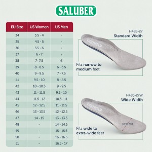H485-27W: COMFORT Full-Length Orthotic Insoles with Arch Support, Extra-Thick 5mm Padding - EXTRA WIDE