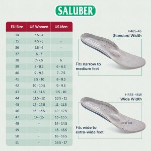 H485-46: COMFORT Full-Length Orthotic Insoles with Arch Support and Metatarsal Pad, Extra-Thick 5mm Padding